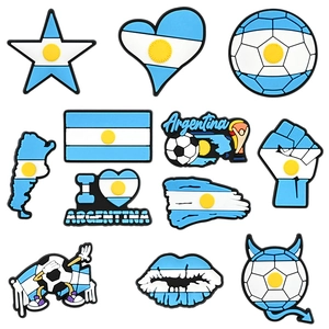 Argentina Football Theme Shoe Charms PVC Soft Rubber Patches DIY Accessories For Sandals Bags Sporty National Flag Style Novelty