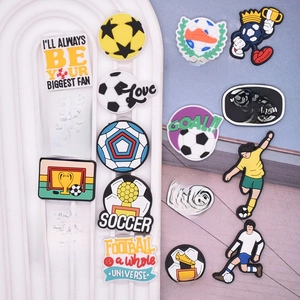 DIY Soccer theme PVC shoe charms including football, trophies and sports slogans