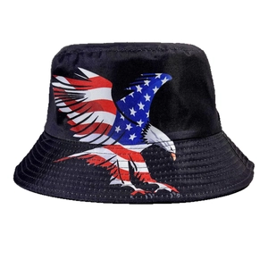 Bob noir avec imprimé aigle et drapeau américain pour protection solaire et style urbain