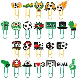 Soccer Paper Clips Football Decorative Bookmarks PVC Metal Creative Sport Stationery For Students Office Supplies