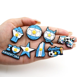 8pcs Argentina football theme PVC shoe charms featuring team colors and flag patterns