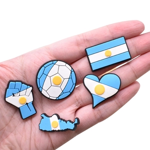 5-piece Argentina national style PVC soft rubber shoe charms for clogs and bags