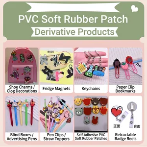 Various colorful PVC soft rubber accessories including shoe charms and keychains
