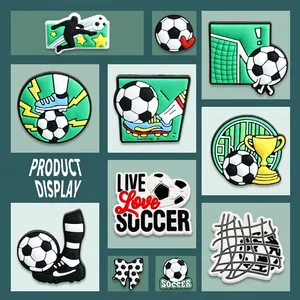 Soccer Shoe Charms For Clogs PVC Soft Rubber DIY Sports Theme Decorations For Sandals Slippers Detachable Football Gifts