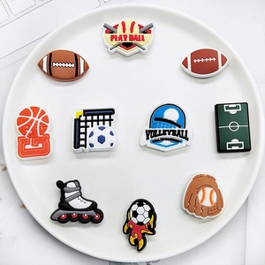 Set di 9 decorazioni per scarpe sportive in PVC con icone di calcio, basket e pallavolo