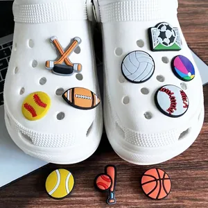DIY PVC shoe charms for clogs featuring basketball soccer and volleyball sports patterns