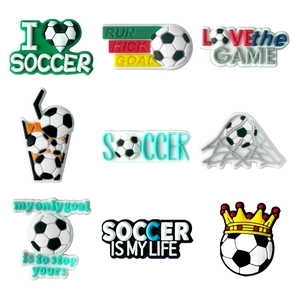 Charms Pour Chaussures De Football PVC Souple Décoration Thème Sport Pour Sabots Sandales Slogans Motivants