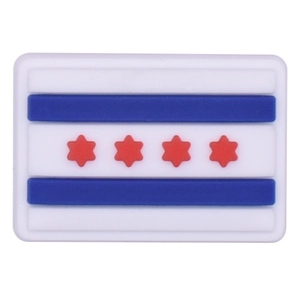 PVC Chicago City flag charm accessory featuring four red stars and blue stripes for DIY use