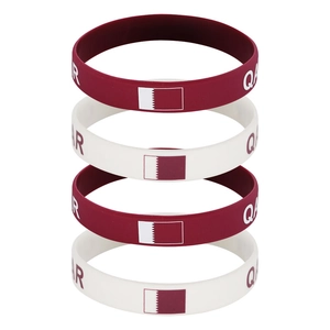 Qatar Flag Silicone Wristband Sport Bracelet Supporter Handband Souvenir Accessory For Fans Sporty Style Unisex
