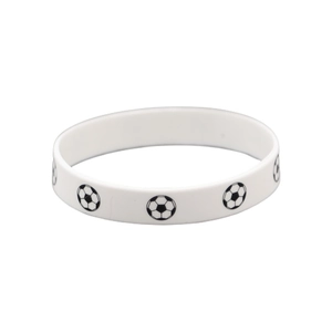 Bracelet de football en silicone blanc avec motifs classiques noirs et blancs pour fans