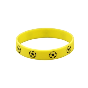 Bracelet en silicone jaune vif avec motifs de football pour supporters et fans de sport