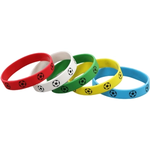 Cinq bracelets de sport en silicone colorés avec motifs de football pour fans de foot