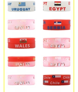 Detailed catalog of national flag silicone wristbands featuring multiple country designs