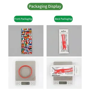 2026 World Cup Denmark flag silicone bracelet in official packaging with weight details