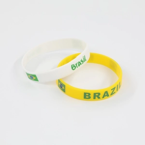 Flexible silicone wristbands featuring Brazil flag and Brasil text for 2026 World Cup fans