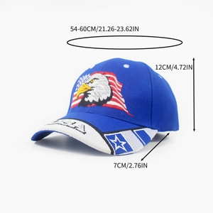 Casquette de baseball bleu marine avec broderie aigle, drapeau USA et visière stylée