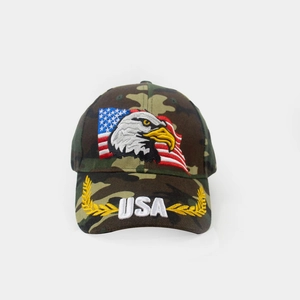 Casquette de baseball camouflage avec broderie aigle drapeau US et logo USA