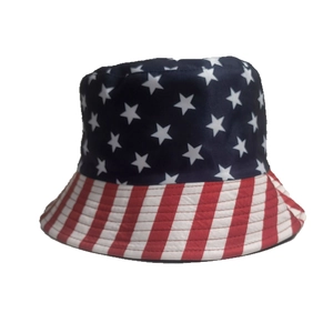 Cappello da pescatore reversibile con stampa digitale bandiera americana e stelle