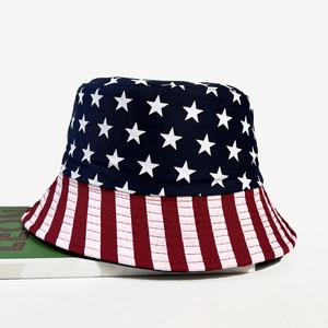 American Flag Bucket Hat Polyester Sun Protection Outdoor Travel Stars And Stripes Reversible Fashion For Men Women