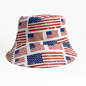 Bob Réversible Polyester Imprimé Drapeau Américain Style Vintage Protection Solaire Unisexe Outdoor