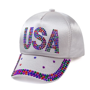 Baseball Cap Women Satin Rhinestone Letter Decor Sun Protection Adjustable Outdoor Fashion Breathable Sun Hat
