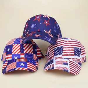 Baseball Cap Polyester American Flag Stars Stripes Print Adjustable Outdoor Sunshade Retro Fashion Hat For Men Women