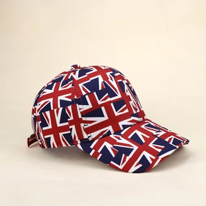 Fashionable baseball cap featuring a full digital print of the British Union Jack flag