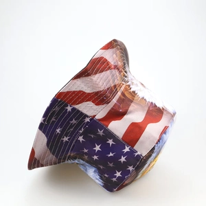 Outdoor bucket hat with American flag and bald eagle digital print on high-quality fabric