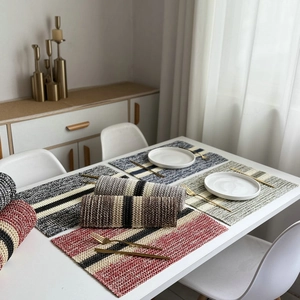 Striped woven placemat with insulation, minimalist nordic style table decor for holidays