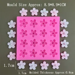 16-cavity pink flower silicone mold for resin jewelry and fondant cake decoration