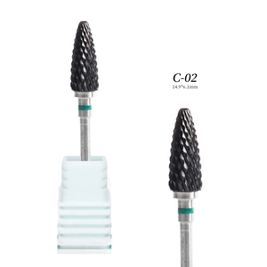 Punta fresa professionale C-02 in ceramica nera per unghie con base di supporto