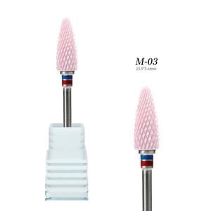 Punta fresa unghie in ceramica rosa M-03 a cono 15.5x5.6mm per manicure professionale