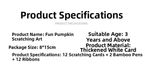 Especificaciones del set de manualidades de calabaza con tarjetas y punzones de bambú