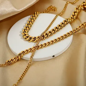 Minimalist 316L Stainless Steel Cuban Link Anklet For Women Gold Plated Adjustable Curb Chain Foot Jewelry Accessory