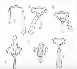 Diagramme tutoriel en six étapes pour nouer une cravate classique sur une chemise