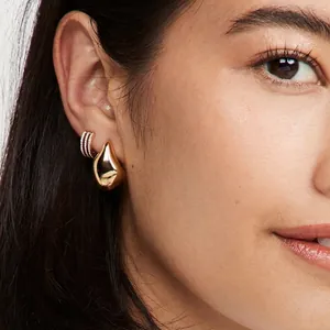 Minimalist Teardrop Earrings Women 18K Gold Plated Stainless Steel Mirror Polish Water Drop Niche Individual Style