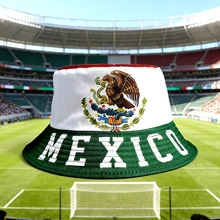 Mexico national flag design and text printed on cotton bucket hat for soccer fans