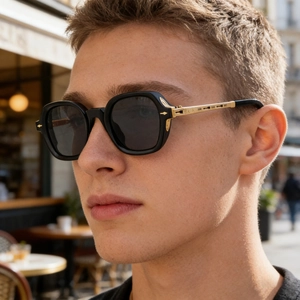Retro Square Polarized Sunglasses Men UV400 Protection TAC Lens Metal Temple Fashion Outdoor Eyewear