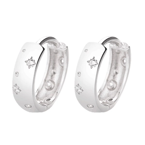 925 Sterling Silver Starburst Hoop Earrings with Sparkling Zirconia Stones