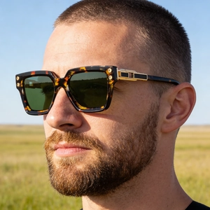 Lunettes de Soleil Carrées Polarisées pour Hommes Protection UV400 Monture en PC Verres TAC Rétro Mode Conduite Extérieure Homme