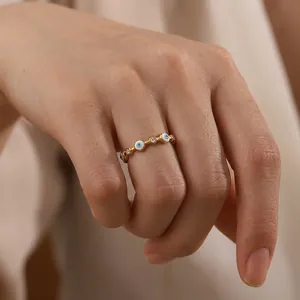 Evil Eye Open Ring 18K Gold Plated Stainless Steel With Enamel And Zircon Adjustable Fashion Jewelry For Women
