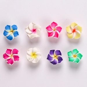 Handmade Polymer Clay Plumeria Flower Beads With Hole For DIY Earring Bracelet Jewelry Making Tropical Hawaiian Accessory