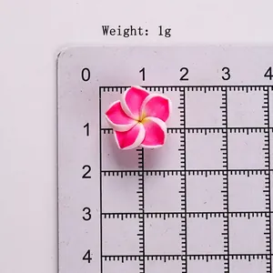 16mm pink and white gradient clay frangipani flower bead for DIY jewelry making