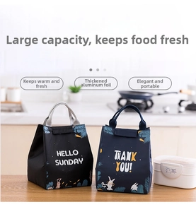 Close-up of insulated lunch bag with thick aluminum foil lining for heat retention
