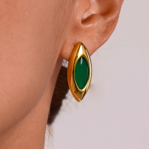 Marquise Ohrringe Aus Edelstahl Vintage Vergoldet Mit Stein Wasserdicht Hypoallergen Schmuck Für Damen