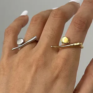 Irregular Geometric Ring Stainless Steel Minimalist Abstract Cross Design Finger Jewelry For Women