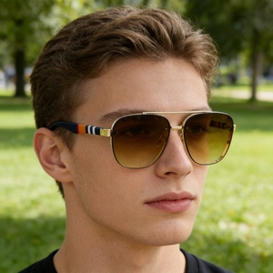Aviator Sunglasses Rimless Square Metal Frame Gradient PC Lenses UV400 Protection Striped Temples Fashion Eyewear For Unisex