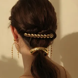 Barrette À Cheveux En Acier Inoxydable Design Torsadé Style Français Pince À Cheveux En Métal Polie Pour Femme