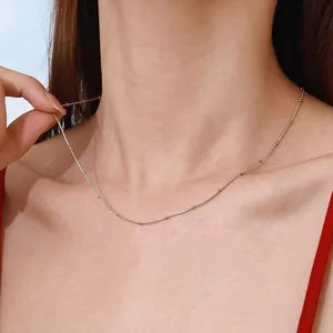 Stainless Steel Necklace Two Tone Silver Gold Beaded Snake Bone Chain Minimalist Waterproof Hypoallergenic Women Jewelry