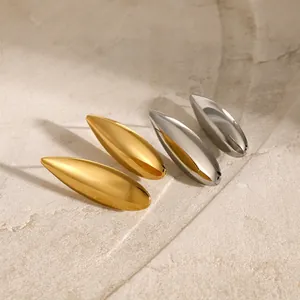 Minimalist Stainless Steel Teardrop Stud Earrings For Women Gold Silver Plated Smooth Oval Waterdrop Geometric Hypoallergenic Jewelry